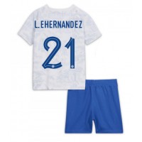 Ranska Lucas Hernandez #21 Vieras Peliasu Lasten MM-kisat 2022 Lyhythihainen (+ Lyhyet housut)